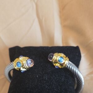 Be Inspired Gold and Silver Bracelet with Blue and Purple Accents